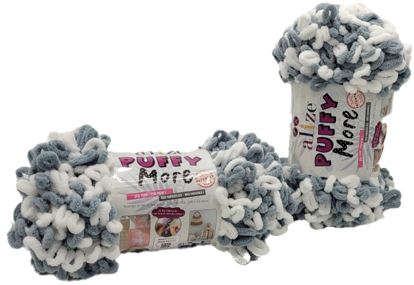 Alize Puffy More 2 x 150 Gramm Strickwolle zweifarbig, 300 Gramm Fingerstrick - Wolle super Bulky, Schlaufenwolle, Stricken ohne Nadel
